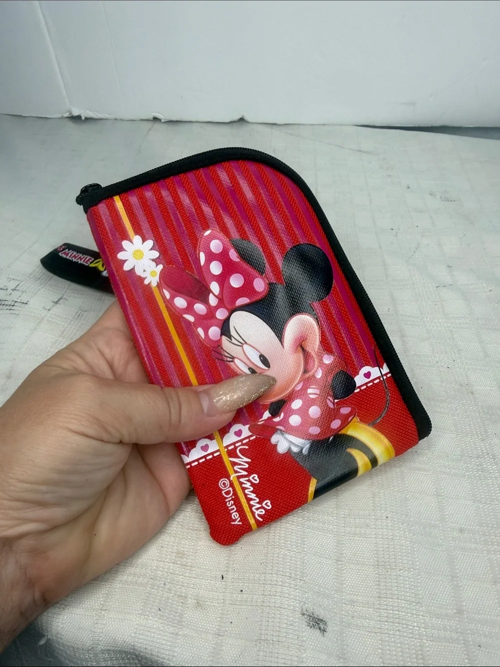Disney Minnie Mouse Red and Black Wristlet with Detachable Lanyard